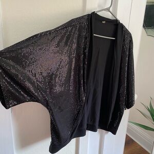 Black Sequin Light Jacket-no clasps or buttons